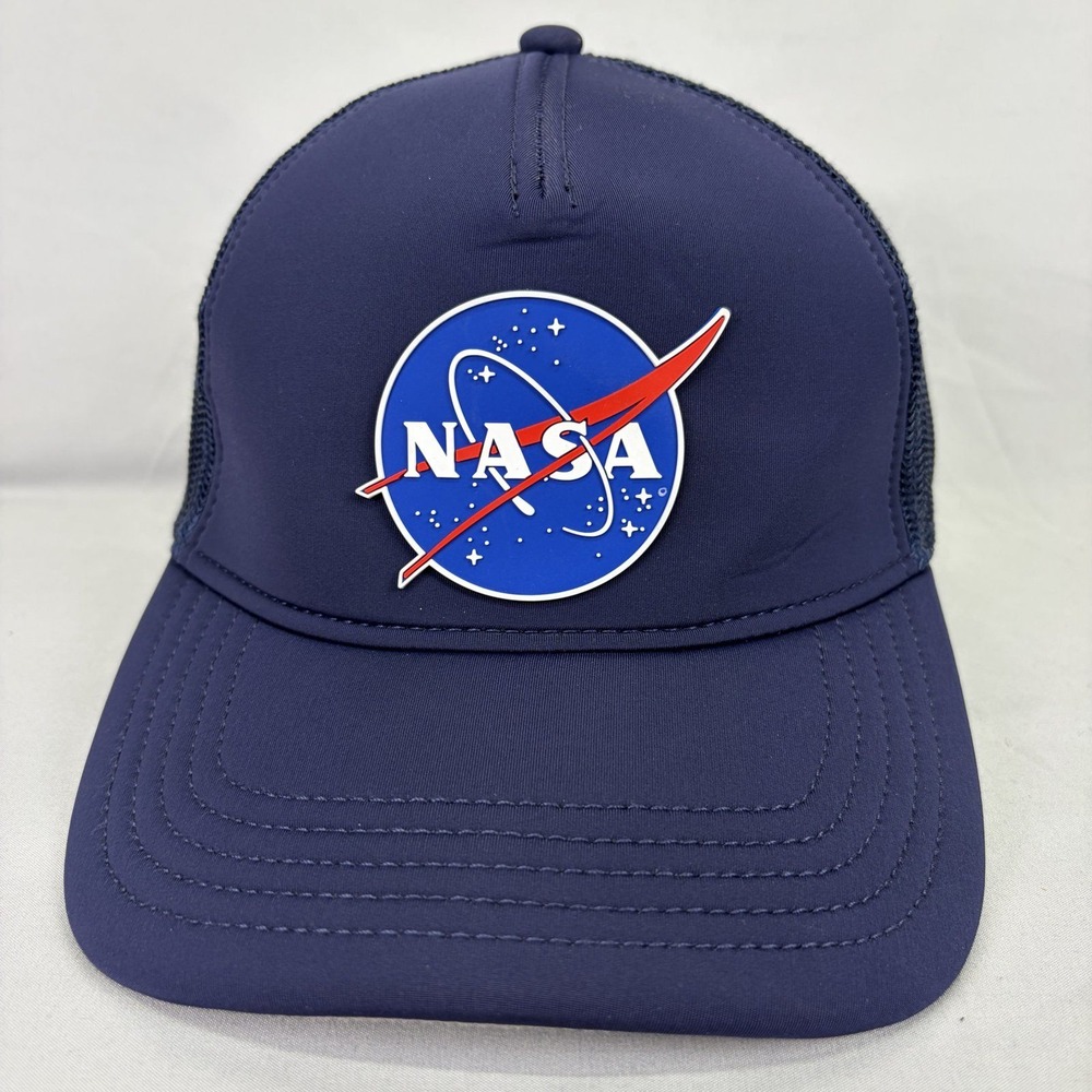American Needle NASA Trucker Hat Mens OSFA Navy Blue Snapback Mesh Cap